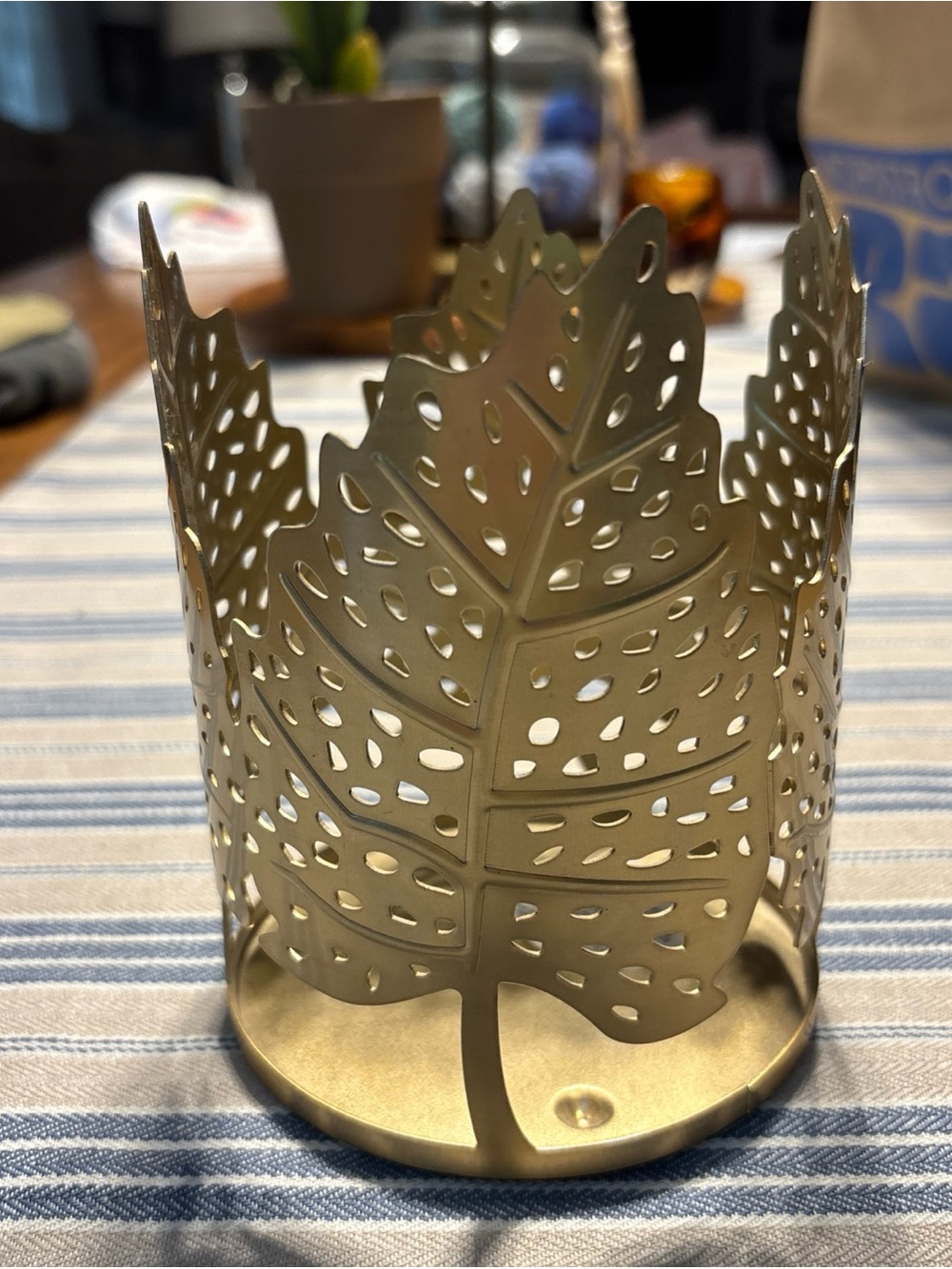 Bath and Bodyworks Gold Leaf Cutout Candle Holder -